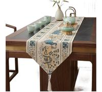 HomeVortex Mesa moderna de chenilla de estilo chino para corredor, con patrón de animales jacquard, para decoración del hogar, azul, 35 x 150 cm