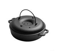 HomeVortex Parrilla redonda de hierro fundido de 27 x 22 cm para uso en | Distribución uniforme del calor, bloquea la humedad, ideal para hornear en horno, construcción de hierro fundido