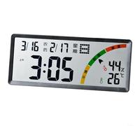 HomeVortex Reloj de pared LCD grande, con calendario lunar, monitor digital de humedad, cronómetro de alarma multifuncional, pantalla de escritorio o colgante, para oficina en casa (8304 negro)