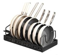 HomeVortex Soporte extensible para tapa de olla y organizador de utensilios, estante retráctil de almacenamiento de cocina de 30 a 52 cm con base antideslizante para utensilios de cocina y tablas de