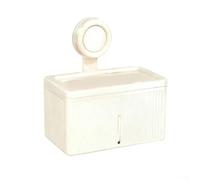 HomeVortex Soporte para toallas de baño con ventosa para montaje en caja de pañuelos, sin taladro, con cubierta a prueba de salpicaduras, estante de almacenamiento ABS, para artículos de tocador de