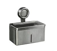 HomeVortex Soporte para toallas de baño con ventosa para montaje en caja de pañuelos, sin taladro, con cubierta a prueba de salpicaduras, estante de almacenamiento ABS, para artículos de tocador de
