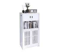 Homewell - Mueble de baño, armario esquinero con puerta y estantes, organizador de almacenamiento, mueble estrecho para papel higiénico, estantes ajustables, ahorro de espacio (A)