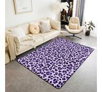 Homewish Alfombra de área con estampado de guepardo de 150 x 200 cm para dormitorio, alfombra de piel de leopardo morado, alfombra de piel de leopardo novedosa que no se desprende, alfombra grande con