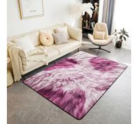 Homewish Alfombra de área con estampado de guepardo rosa de 150 x 200 cm para dormitorio, sala de estar, alfombra moderna de leopardo, alfombra grande de piel de animal salvaje, alfombra geométrica