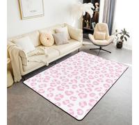 Homewish Alfombra de área con estampado de leopardo, 100 x 150 cm, diseño de guepardo, color rosa, piel de leopardo rosa, no se desprende, alfombra grande
