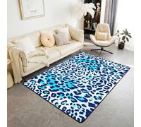 Homewish Alfombra de área con estampado de leopardo, 100 x 150 cm, piel de guepardo azul, para sala de estar, diseño de animales salvajes, no se desprende, alfombra grande de safari africano