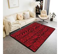 Homewish Alfombra de área de guepardo neón de 150 x 200 cm para dormitorio, alfombra con estampado de leopardo negro y rojo, alfombra para sala de estar, safari, cebra, no se desprende, alfombra