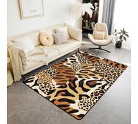 Homewish Alfombra de área de leopardo de 150 x 200 cm para dormitorio, sala de estar, alfombra moderna de piel de tigre, hermosa alfombra grande con diseño de guepardo, estampado de safari, no se