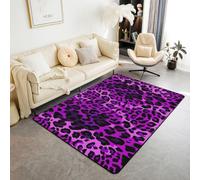 Homewish Alfombra de área de leopardo morado oscuro de 100 x 150 cm para dormitorio, sala de estar, alfombra moderna con diseño de guepardo, alfombra grande con diseño de manchas de acuarela negra