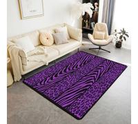 Homewish Alfombra de área de leopardo neón de 150 x 200 cm, color negro y morado oscuro, estampado de guepardo, alfombra para sala de estar, safari, cebra, no se desprende, alfombra grande