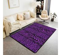 Homewish Alfombra de área de leopardo neón de 150 x 200 cm para dormitorio, sala de estar, alfombra moderna con estampado de guepardo de safari, alfombra grande de animales morados, alfombras grandes