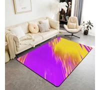 Homewish Alfombra de área dorada púrpura de 150 x 200 cm para dormitorio, alfombras de arte moderno, sala de estar, grafiti grunge, degradado, no se desprende, estética, geométrica, abstracta