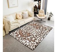 Homewish Alfombra de piel de guepardo marrón de 150 x 200 cm para dormitorio, sala de estar, alfombra moderna con estampado de leopardo, animales safari africanos, alfombras grandes, alfombras