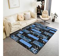 Homewish Alfombra rectangular con diseño de piel de leopardo y tigre de 100 x 150 cm, para dormitorio, sala de estar, alfombra rectangular geométrica que no se desprende, safari, animales ocultos