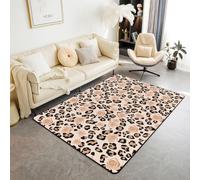 Homewish Alfombras de piel de leopardo de 100 x 150 cm para dormitorio, sala de estar, alfombra moderna con estampado de guepardo, alfombra grande de leopardo con manchas grandes, bohemias, florales