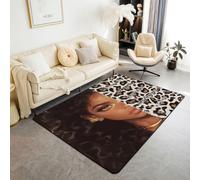 Homewish Alfombras estéticas negras para niñas, 150 x 200 cm, para dormitorio, sala de estar, moderna, con estampado de leopardo, alfombra moderna de guepardo, alfombras grandes que empoderan las