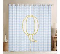 Homewish Cortinas de ventana rosa a cuadros de 66 x 72 pulgadas, juego de 2 paneles - Cortinas opacas con letra inicial de cuadrícula de ajedrez del alfabeto, cortinas de cuadros escoceses para