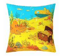 Homewish Funda de cojín decorativa, diseño de pulpos naranjas, 50 x 50 cm | Submarines - Fundas de almohada cuadradas para sofá cama, caja del tesoro, funda de almohada cuadrada para sala de estar