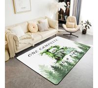 Homewish Happy Camping - Alfombra grande de 100 x 150 cm para dormitorio, con letra inicial B, para sala de estar, bosque, bosque, no se desprende, alfombra gigante de montaña, cámper, coche, aventura