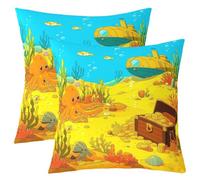 Homewish Juego de 2 fundas de cojín de pulpos naranjas, 55 x 55 cm | Submarines - Fundas de almohada para sofá cama, caja del tesoro, funda de almohada decorativa para el hogar