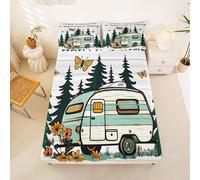 Homewish Juego de ropa de cama con diseño de puerta de granero antiguo, tamaño King, dibujada a mano, para campamento, viajes, coche, pinos, estilo retro, estilo granja, decoración de habitación