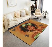 Homewish Lindo moño negro para niñas, 150 x 200 cm, para dormitorio, sala de estar, alfombra moderna con estampado de leopardo, moño grande, coqueta, guepardo, no se desprende