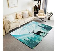 Homewish Lodge - Alfombra de área de ciervos para cabaña de 150 x 200 cm para dormitorio o sala de estar