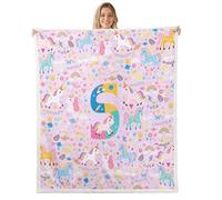 Homewish Manta de forro polar de unicornio morado y arcoíris, tamaño Queen, 90 x 90 pulgadas, inicial S, unicornio floral, manta de felpa mullida, bonita decoración espacial de galaxia para cama y
