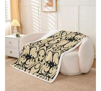 Homewish Manta de sherpa gótica floral vintage de damasco negro, manta de felpa mullida con flores victorianas, decoración retro de flores bohemias para cama, sofá, tamaño Queen, 90 x 90 pulgadas