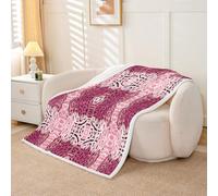 Homewish Manta Sherpa con piel de leopardo rosa, estampado de guepardo, manta de felpa mullida con patrón de safari africano, decoración de diseño degradado para cama, sofá, tamaño Queen, 90 x 90