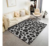 Homewish Safari - Alfombra de área con estampado de leopardo de 150 x 200 cm para dormitorio, sala de estar, alfombra moderna con estampado de guepardo, color negro y gris, alfombra grande de animales