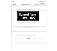 Homework Planner 2026-2027: Undated Daily Assignment for Elementary, Middle, High School & College Schedule Organizer / 110 Pages / Size 8.5x11