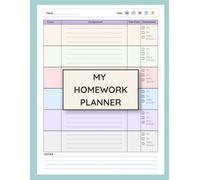 Homework Planner for ADHD Students: Colorful Undated Assignment Tracker Journal Notebook for Elementary, Middle, High School & College Students