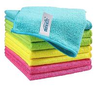 HOMEXCEL Paño de Limpieza de Microfibra, Paquete de 8 Trapos de Limpieza, Toallas de Limpieza con 4 Colores Surtidos, 12 x 12 Pulgadas (Verde/Azul/Amarillo/Rosa)