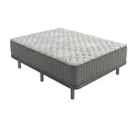 Homey - Cama Completa con Colchón Serenity + Base Tapizada Extra Reforzada con 6 Patas Cilíndricas Metálicas Roscadas, 105 x 190, Negro