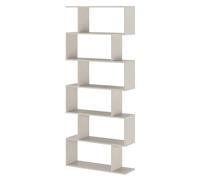 Homey - Estantería Alta Salón Asimétrica, Libreria, Separador Ambientes, Modelo Alais, Color Beige, Medidas: 80 cm (Ancho) x 191 cm (Altura) x 25 cm (Fondo)
