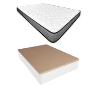 Homey - Pack Colchón Viscoelástico Andrea Reversible + Canapé Madera Abatible Gran Capacidad | Color Blanco 105 x 200