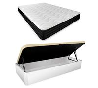 Homey - Pack Colchón Viscoelástico Sleep Pro + Canapé Abatible Gran Capacidad con Apertura Lateral | Color Blanco 105 x 190