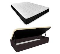 Homey - Pack Colchón Viscoelástico Sleep Pro + Canapé Abatible Gran Capacidad con Apertura Lateral | Color Wengué 90 x 190
