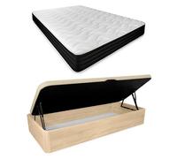 Homey - Pack Colchón Viscoelástico Sleep Pro + Canapé Abatible Gran Capacidad con Apertura Lateral | Color Cambria 90 x 190