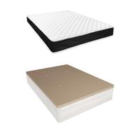 Homey - Pack Colchón Viscoelástico Sleep Pro Reversible + Canapé Madera Abatible Gran Capacidad | Color Gris Polar 90 x 200