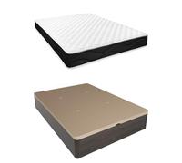 Homey - Pack Colchón Viscoelástico Sleep Pro Reversible + Canapé Madera Abatible Gran Capacidad | Color Wengué 105 x 200