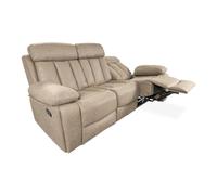 Homey - Sofá de 3 Plazas con Función Relax, Modelo Havana con Reclinación Manual de Respaldo y Resposapiés en 2 Asientos Laterales, 206 cm (Ancho) x 103,5 cm (Alto) x 93 cm (Fondo), Beige