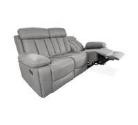 Homey - Sofá de 3 Plazas con Función Relax, Modelo Havana con Reclinación Manual de Respaldo y Resposapiés en 2 Asientos Laterales, 206 cm (Ancho) x 103,5 cm (Alto) x 93 cm (Fondo), Gris Marengo