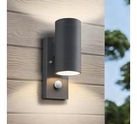 HomeyHoney Aplique Pared Exterior de Aluminio con Sensor de Movimiento | Lampara de Pared Exterior, IP65 Luz Exterior Pared GU10 Arriba y Abajo, para Jardín, Patio, Porche, Antracita, 1 Pieza