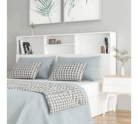 Homgoday Cabecero con Almacenamiento Blanco 160x19x103,5 cm, Cabecero de Cama con Estantería y Estantes, Matrimonial, Respaldo para Cama y Sofá