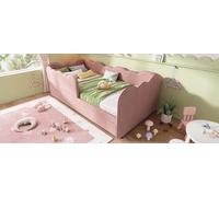Homgoday Cama Diaria Convertible en sofá con diseño de Nube, Ideal para Espacios pequeños, colchón de 90x190cm, Beige y Gris de Lino, Rosa de Terciopelo