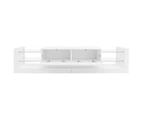 Homgoday Mueble de TV y Mesa de Centro con LED, Alto Brillo, 181x38x38 cm y 100x50x40.3 cm, Blanco, Aglomerado, para Salón
