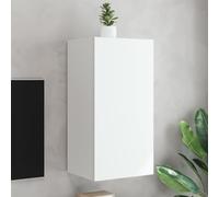 Homgoday Mueble TV de pared con luces LED blanco 40,5 x 35 x 80 cm, mesa para TV, mueble para TV salón, mueble bajo para TV de salón industrial soporte TV
